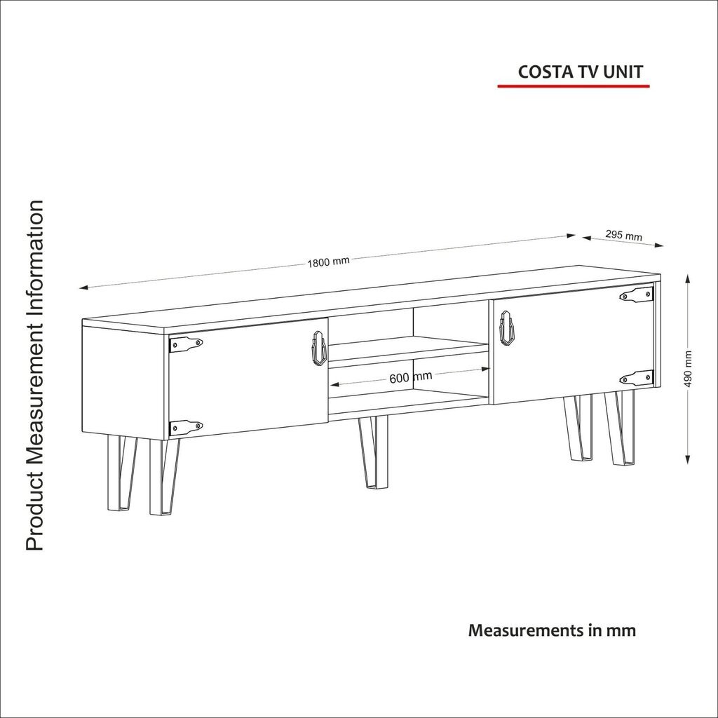 TV-taso Kalune Design Costa, ruskea / musta hinta ja tiedot | TV-tasot | hobbyhall.fi