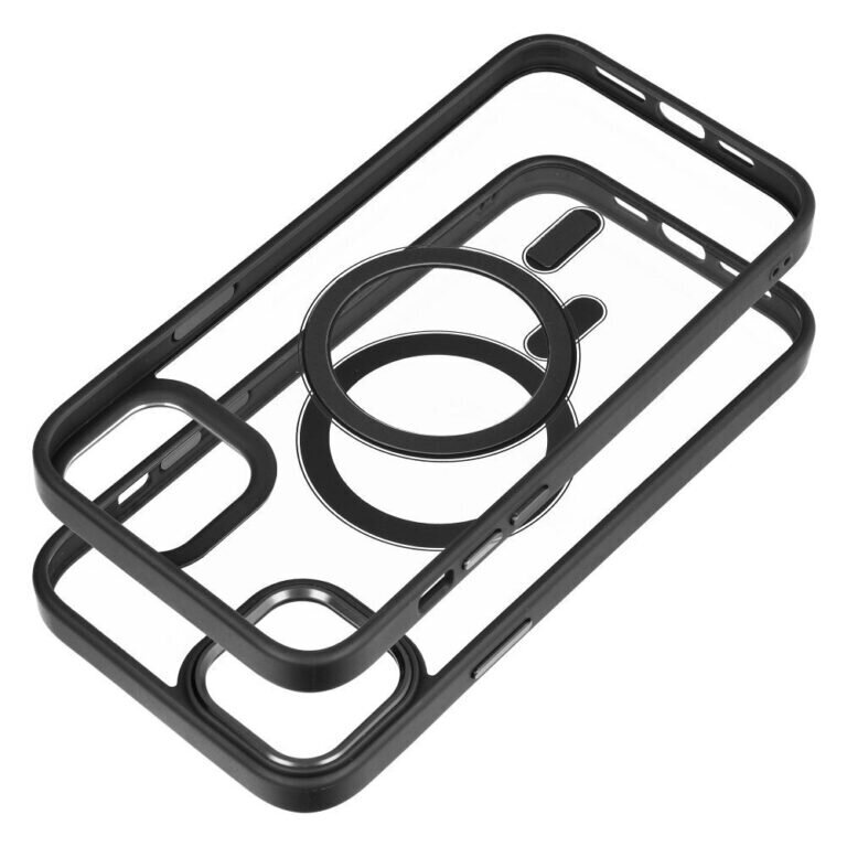 iPhone 15 Plus (6,7″) suojakuori MagSafe-magneeteilla (läpinäkyvä) - Musta hinta ja tiedot | Puhelimen kuoret ja kotelot | hobbyhall.fi
