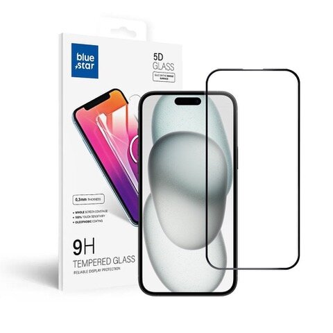 Blue Star 5D iPhone 15 Plus (6,7″) Näytönsuoja karkaistua lasia 9H hinta ja tiedot | Näytönsuojakalvot ja -lasit | hobbyhall.fi