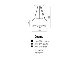 Riippuvalaisin Azzardo Cosmo M Chrome hinta ja tiedot | Riippuvalaisimet | hobbyhall.fi