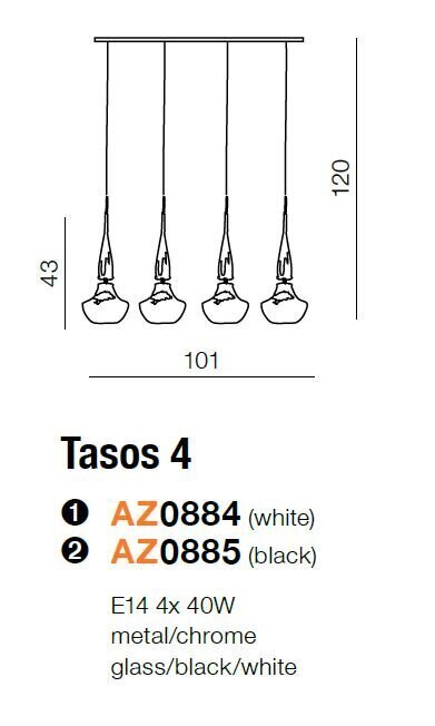 Riippuvalaisin Azzardo Tasos 4 Black hinta ja tiedot | Riippuvalaisimet | hobbyhall.fi