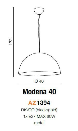 Riippuvalaisin Azzardo Modena 40 AZ1394 hinta ja tiedot | Riippuvalaisimet | hobbyhall.fi