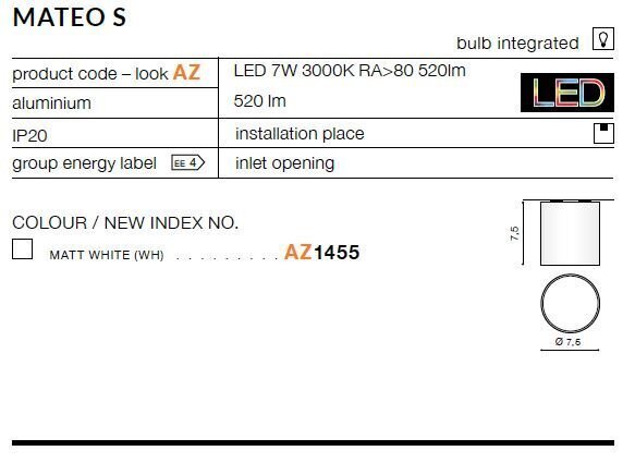 Kattovalaisin Azzardo Mateo S White hinta ja tiedot | Kattovalaisimet | hobbyhall.fi