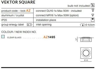Upotettava valaisin Azzardo Vektor Chrome hinta ja tiedot | Upotettavat valaisimet ja LED-valaisimet | hobbyhall.fi