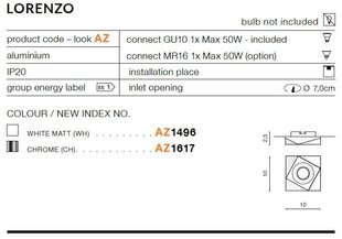 Upotettava valaisin Azzardo Lorenzo White hinta ja tiedot | Upotettavat valaisimet ja LED-valaisimet | hobbyhall.fi