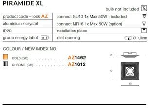 Upotettava valaisin Azzardo AZ1612 Piramide XL hinta ja tiedot | Upotettavat valaisimet ja LED-valaisimet | hobbyhall.fi