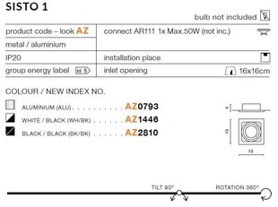 Upotettava valaisin Azzardo Sisto 1 Black hinta ja tiedot | Upotettavat valaisimet ja LED-valaisimet | hobbyhall.fi