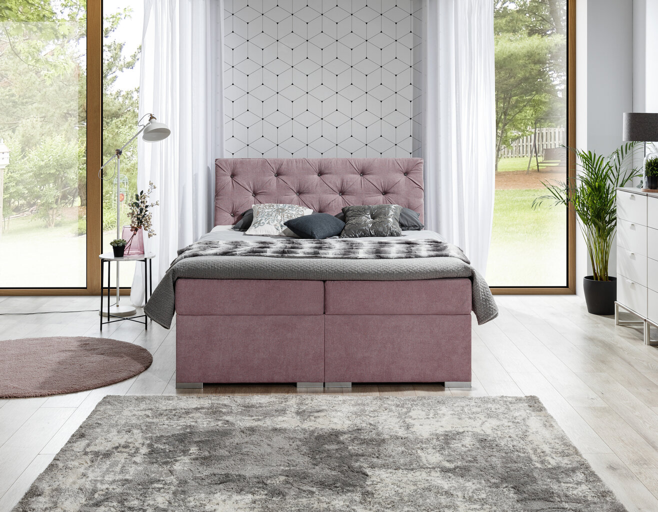 Sänky Balvin, 160x200 cm, vaaleanpunainen hinta ja tiedot | Sängyt | hobbyhall.fi