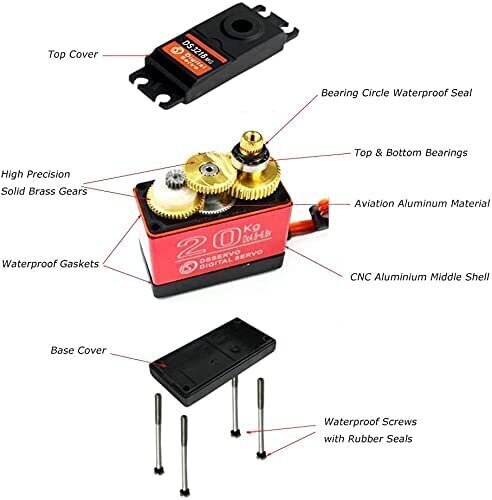 20kg servo DS3120MG alumiinikuori vedenpitävä digitaalinen servo RC-autoon (ohjauskulma 180) hinta ja tiedot | Dronet | hobbyhall.fi