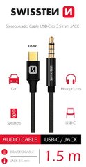 Swissten Textile Audio Adapter USB-C / 3,5 mm / 1.5m hinta ja tiedot | Kaapelit ja adapterit | hobbyhall.fi
