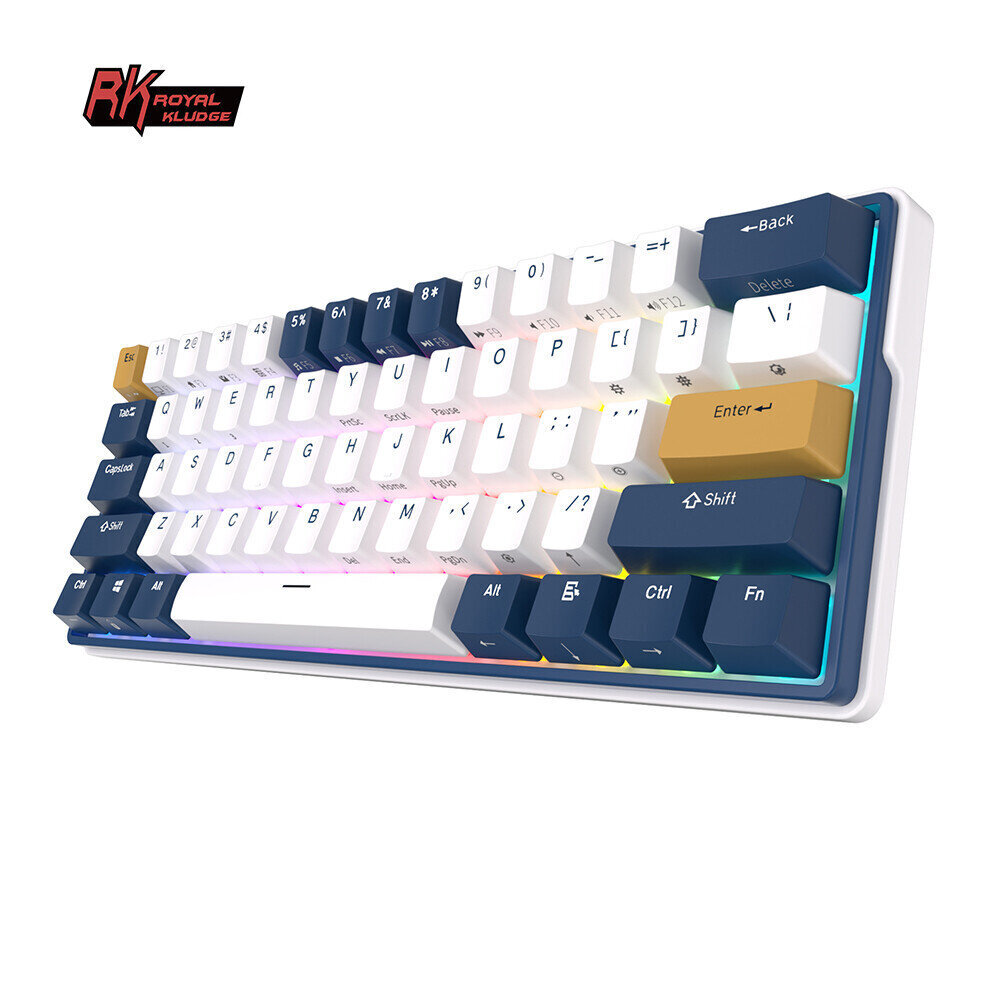 Royal Kludge RK61 Plus TKL näppäimistö | 60%, Hot-swap, Sky Cyan Switches, US, valkoinen/sininen hinta ja tiedot | Näppäimistöt | hobbyhall.fi