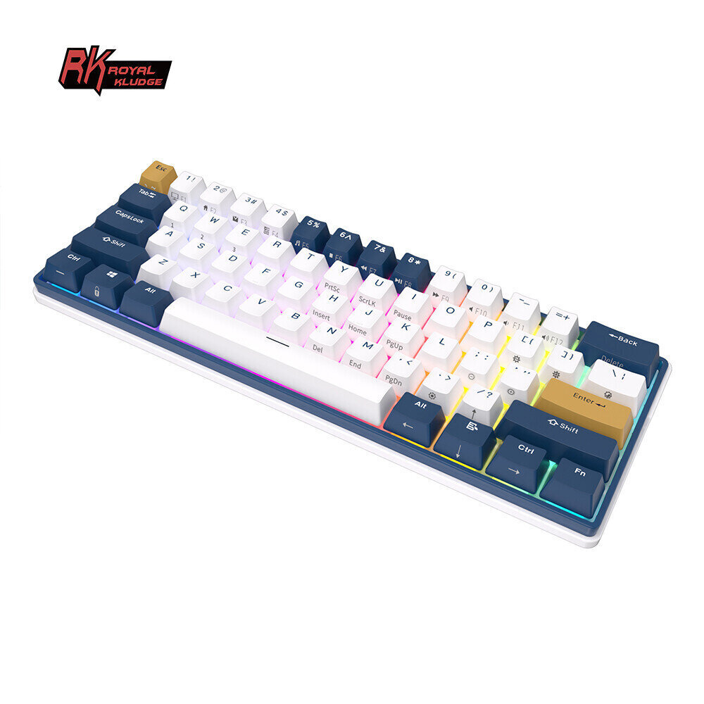 Royal Kludge RK61 Plus TKL näppäimistö | 60%, Hot-swap, Sky Cyan Switches, US, valkoinen/sininen hinta ja tiedot | Näppäimistöt | hobbyhall.fi