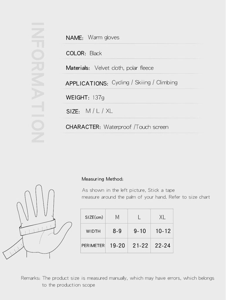 Lämpimät talviset 3M hanskat, koko XL hinta ja tiedot | Miesten hatut, huivit ja käsineet | hobbyhall.fi