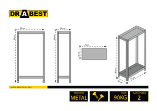 DRABEST Mobile Workshop Cart 2 hyllyä hinta ja tiedot | Varastohyllyt | hobbyhall.fi