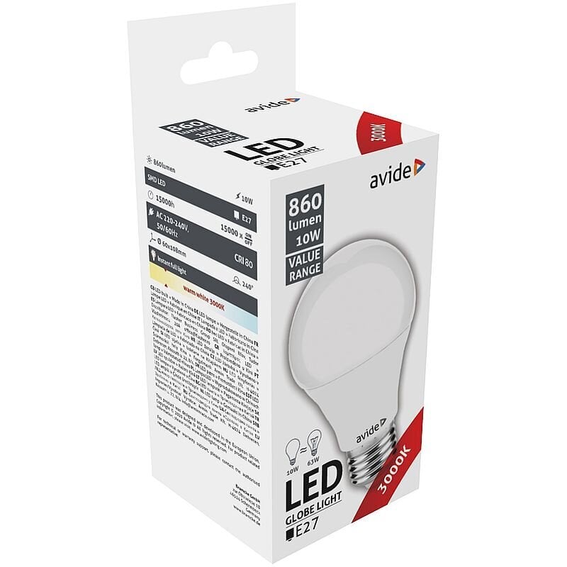 Avide LED-lamput 10W A60 E27 4000K, 3 kpl. hinta ja tiedot | Lamput | hobbyhall.fi