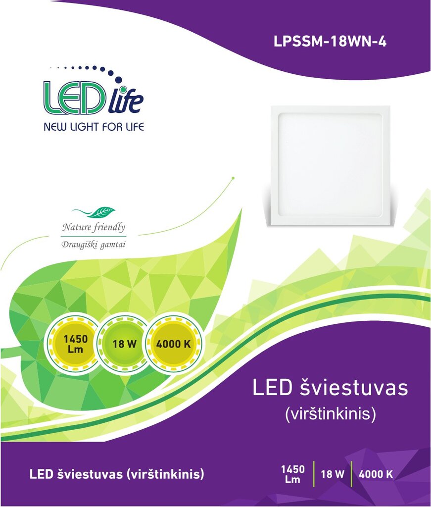 LED-valaisin LEDlife 18W, neliö hinta ja tiedot | Seinävalaisimet | hobbyhall.fi
