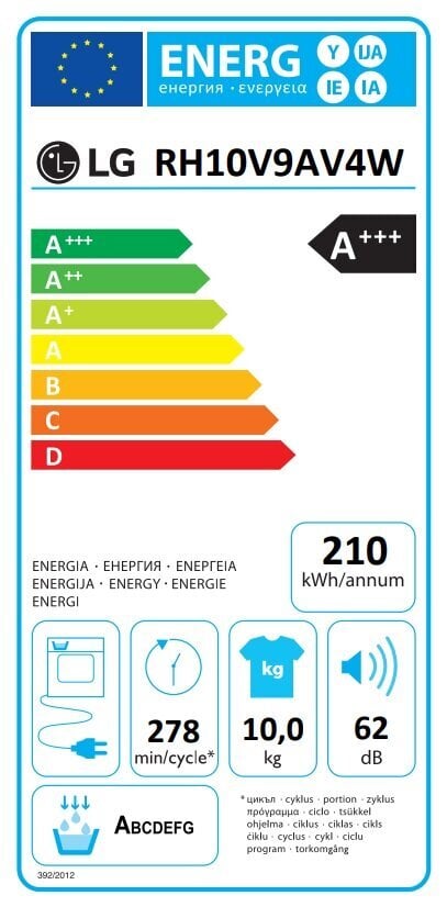 LG RH10V9AV4W hinta ja tiedot | Kuivausrummut | hobbyhall.fi