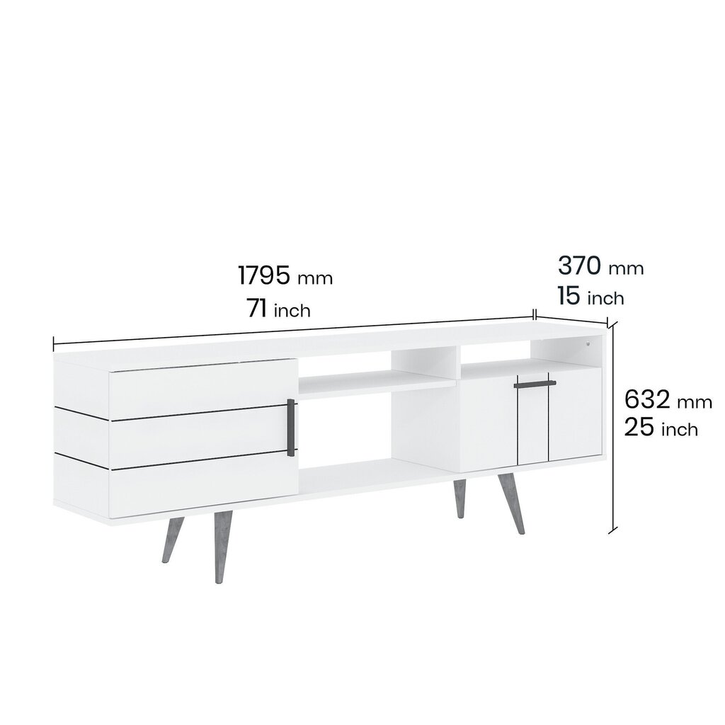 TV-pöytä Termini, 179,5cm, valkoinen hinta ja tiedot | TV-tasot | hobbyhall.fi