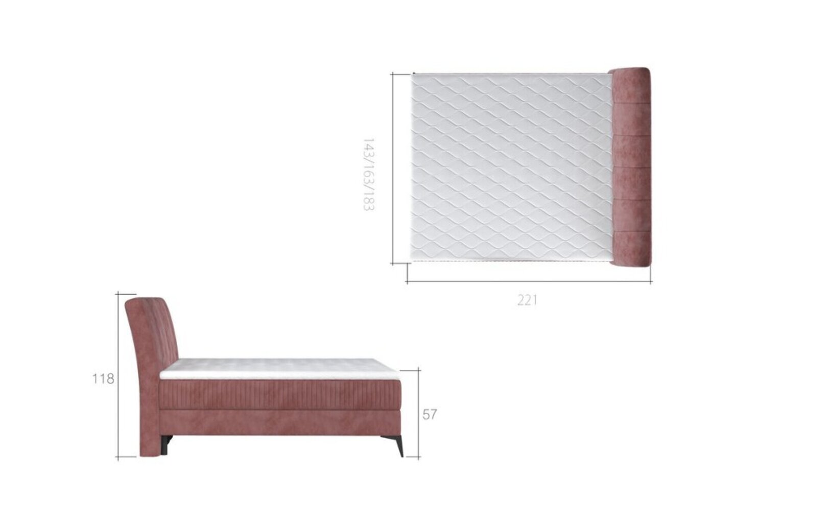 Sänky Aderito, 140x200 cm, vaaleanpunainen hinta ja tiedot | Sängyt | hobbyhall.fi