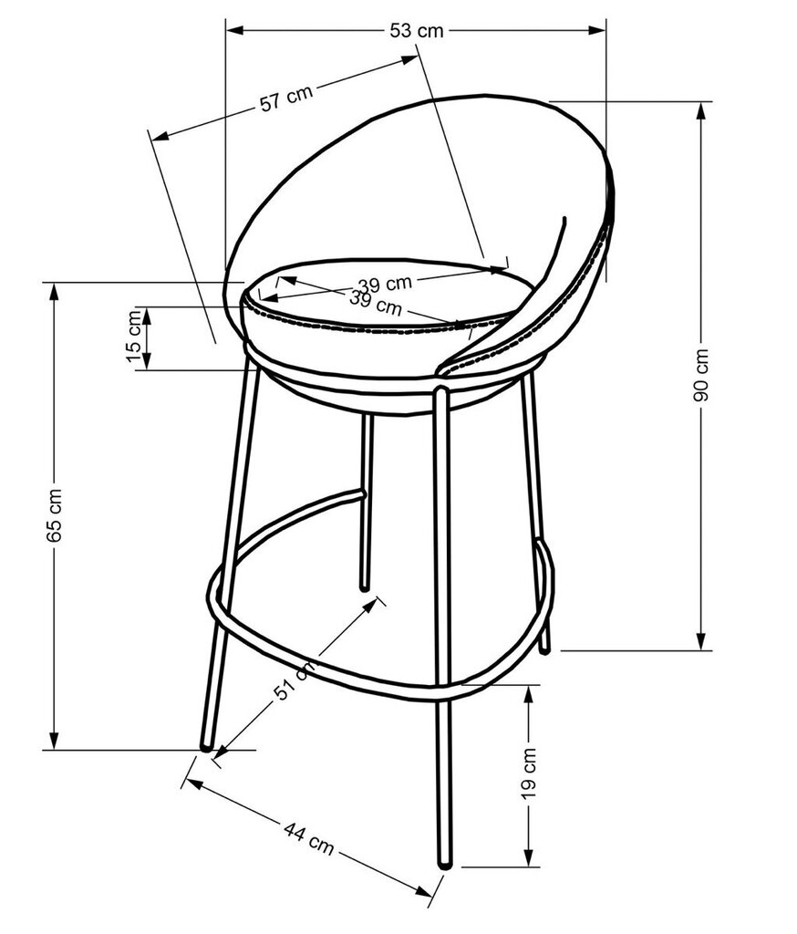 2 tuolin setti H118, sininen/musta hinta ja tiedot | Ruokapöydän tuolit | hobbyhall.fi