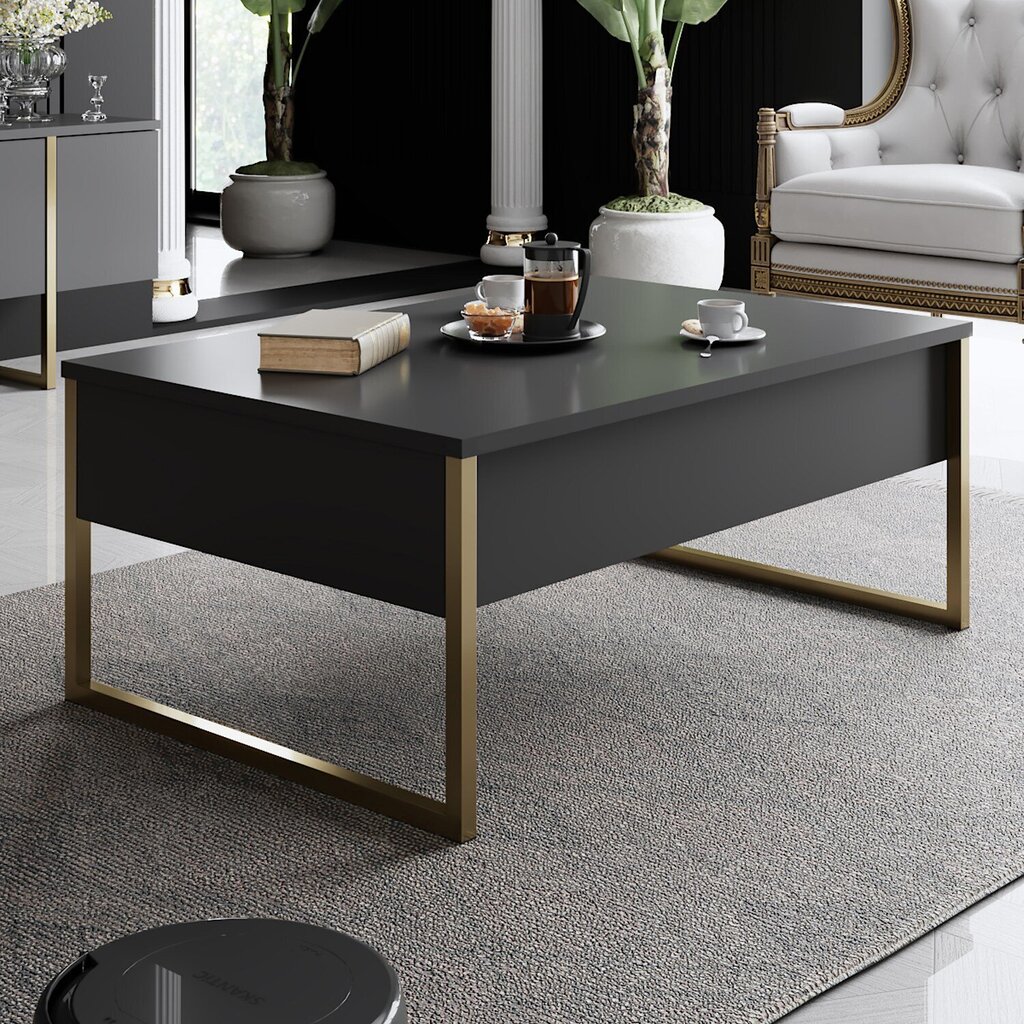 Sohvapöytä, Asir, 90 x 60 x 40 cm, musta hinta ja tiedot | Sohvapöydät | hobbyhall.fi