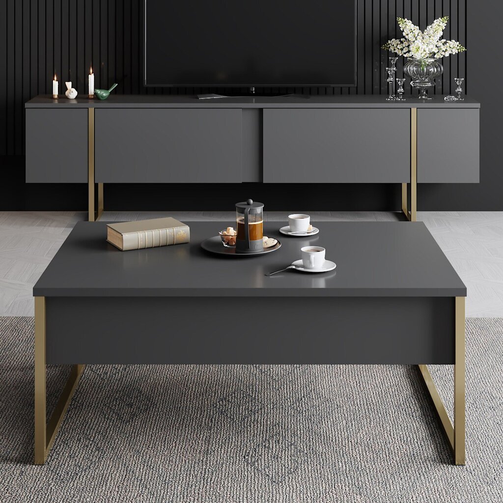 Sohvapöytä, Asir, 90 x 60 x 40 cm, musta hinta ja tiedot | Sohvapöydät | hobbyhall.fi