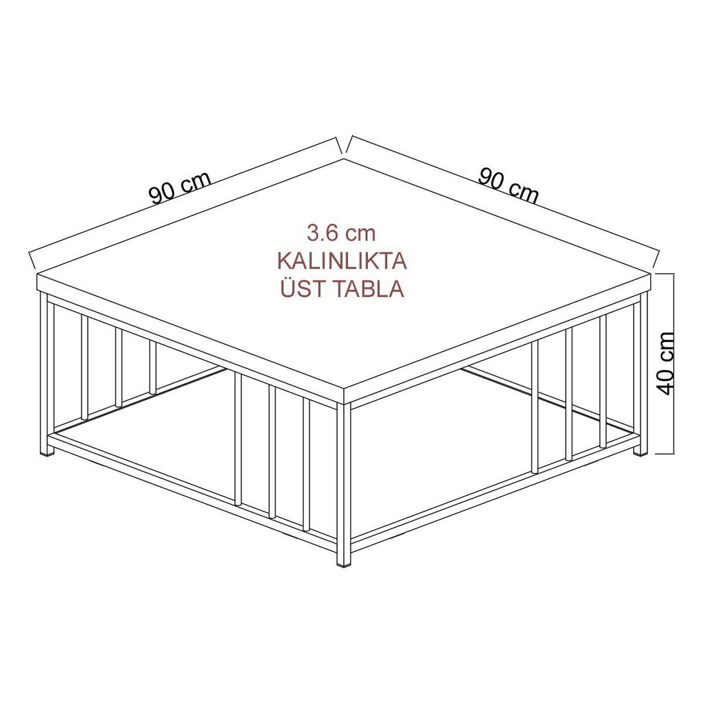 Sohvapöytä, Asir, 90 x 90 x 40 cm, ruskea hinta ja tiedot | Sohvapöydät | hobbyhall.fi