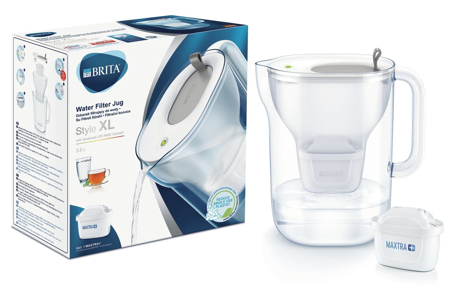 BRITA STYLE Smart light, XL 3.6l, LED hinta ja tiedot | Veden suodatinkannut ja suodattimet | hobbyhall.fi