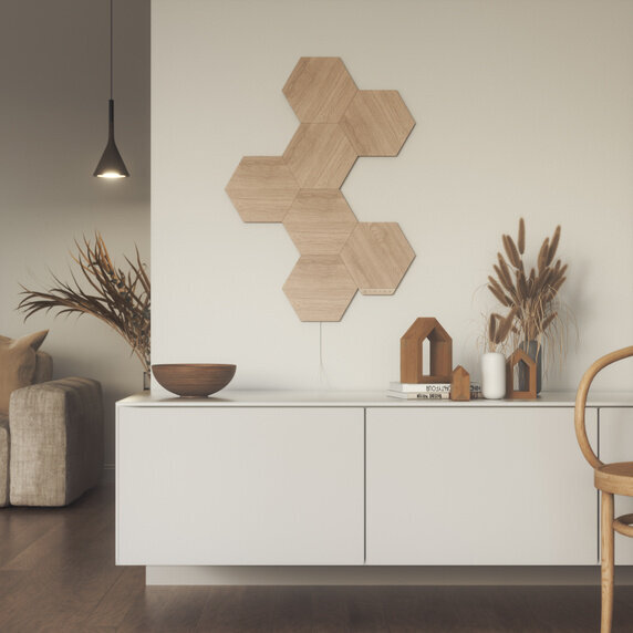 Nanoleaf Elements Wood Hexagons Starter Kit (7 panels) hinta ja tiedot | Seinävalaisimet | hobbyhall.fi