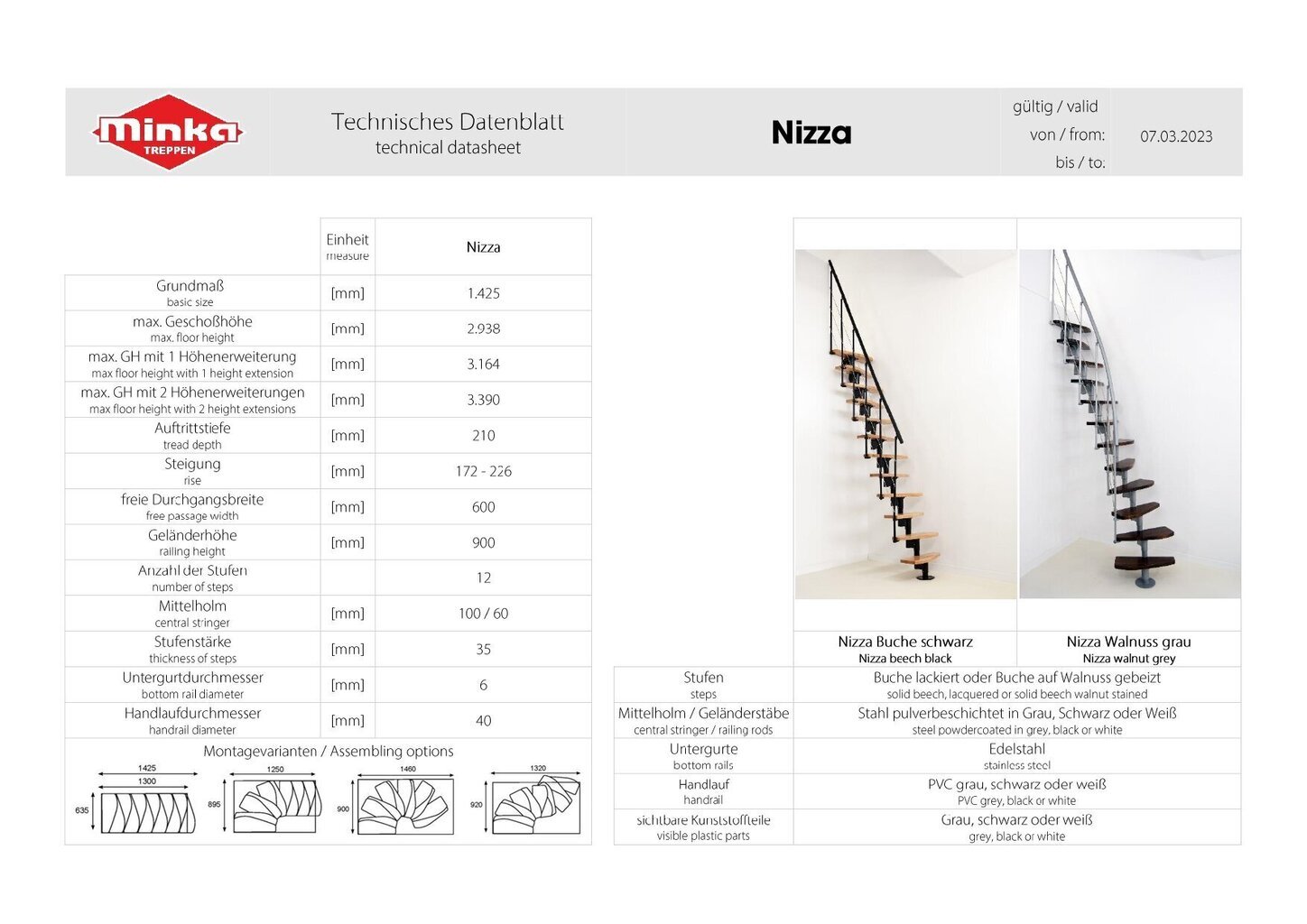 Modulaarinen portaikko NIZZA Minka, Harmaa / Mutteri. Korkeus 294 cm. hinta ja tiedot | Portaat | hobbyhall.fi