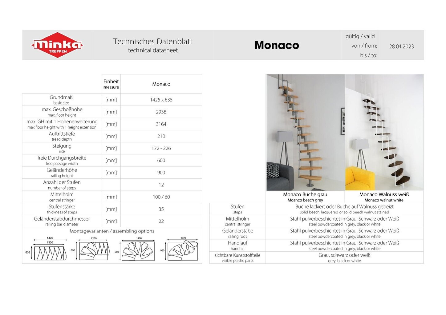 Modulaarinen portaikko MONACO Minka, Valkoinen / Pyökki. Korkeus 294 cm. hinta ja tiedot | Portaat | hobbyhall.fi