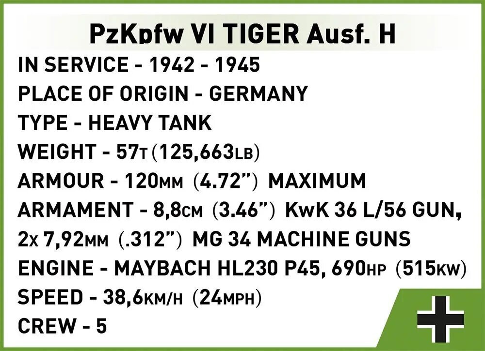 Tankin Rakennussetti Cobi Panzerkampfwagen Tiger 131 hinta ja tiedot | LEGOT ja rakennuslelut | hobbyhall.fi