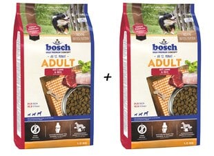 Bosch Petfood Adult Lamb & Rice High Premium šunims su ėriena ir ryžiais, 1kg+1kg hinta ja tiedot | Koiran kuivaruoka | hobbyhall.fi