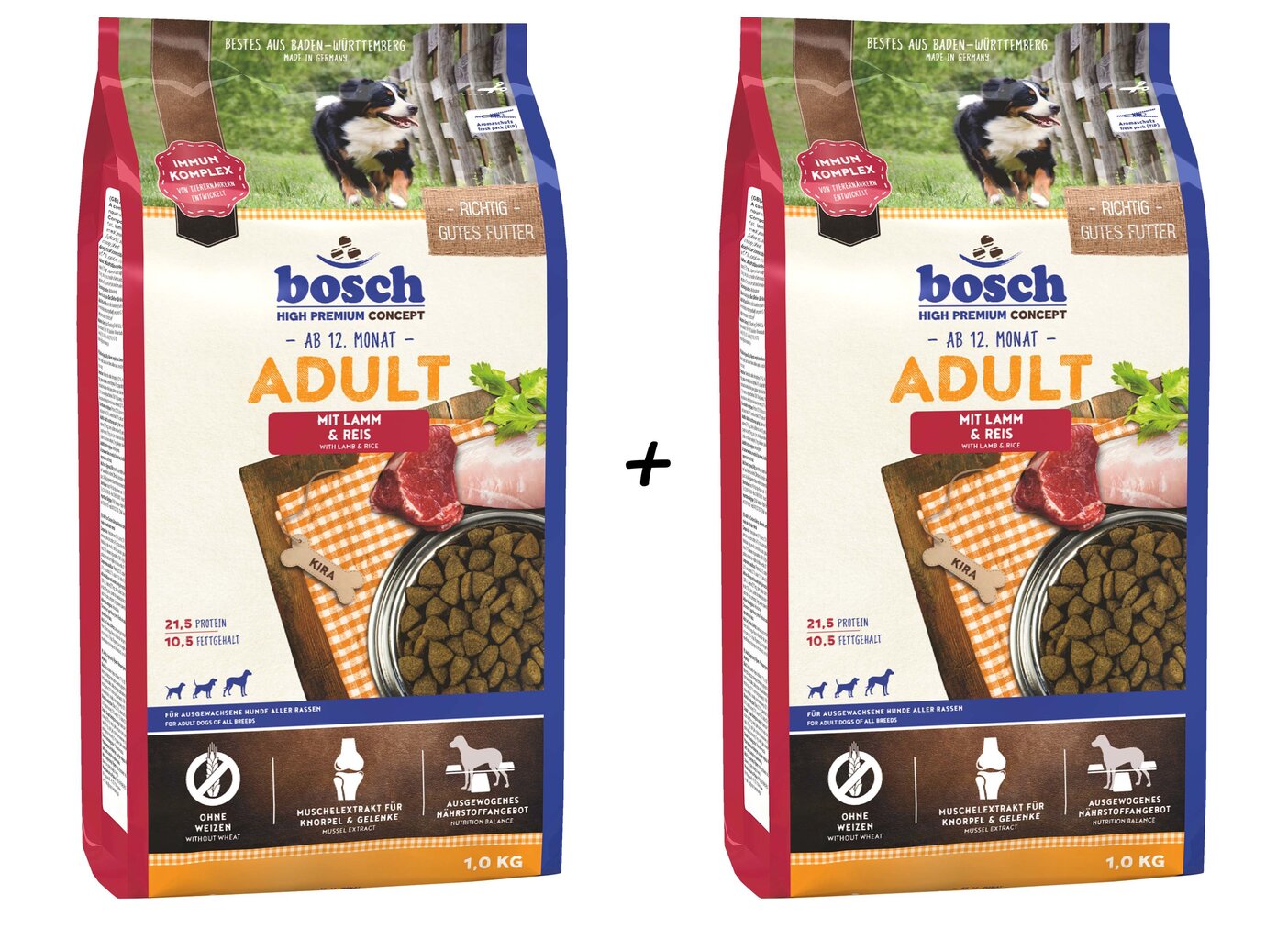 Bosch Petfood Adult Lamb & Rice High Premium šunims su ėriena ir ryžiais, 1kg+1kg hinta ja tiedot | Koiran kuivaruoka | hobbyhall.fi