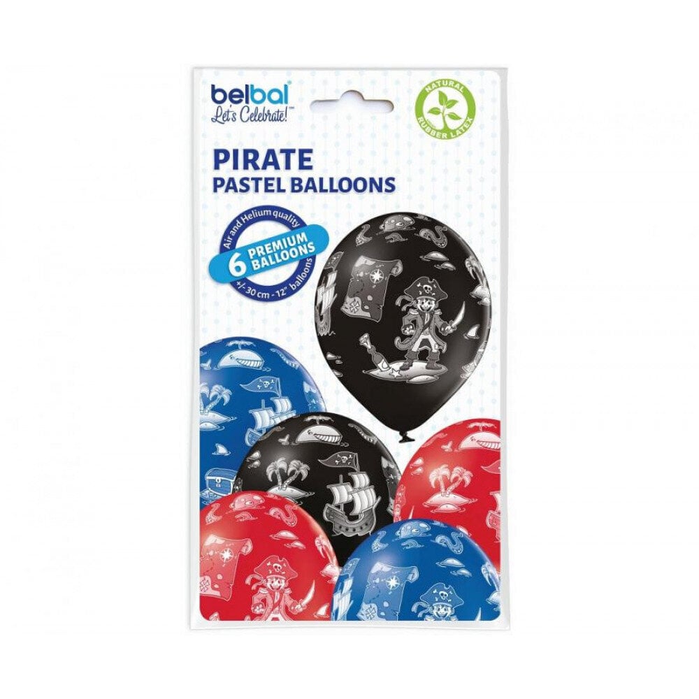 Setti värillisiä ilmapalloja, Pirates, 6 kpl hinta ja tiedot | Ilmapallot | hobbyhall.fi