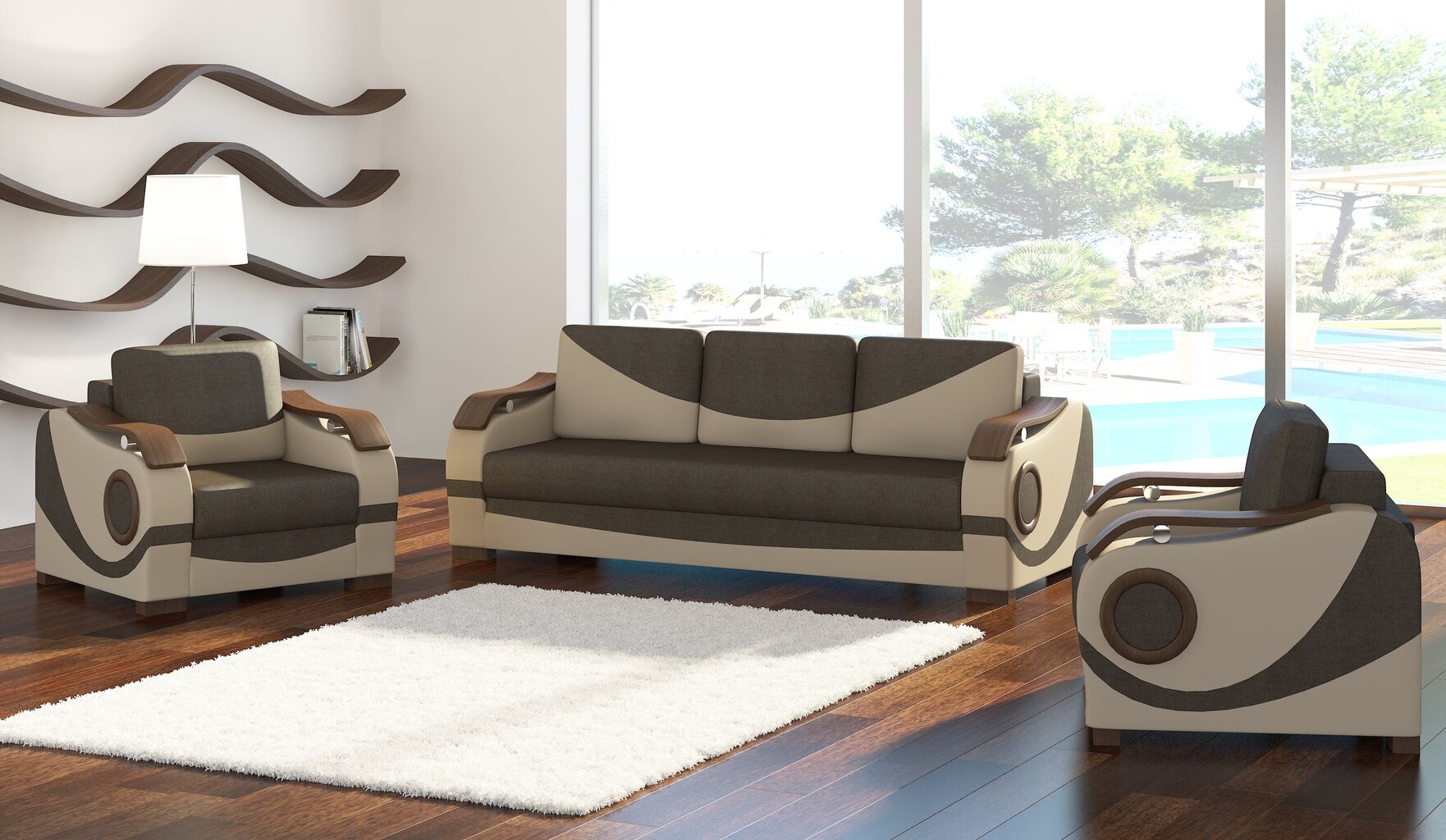 Sohva ja nojatuolisarja Puerto 3+1+1, ruskea/beige, 3-osainen hinta ja tiedot | Sohvaryhmät | hobbyhall.fi