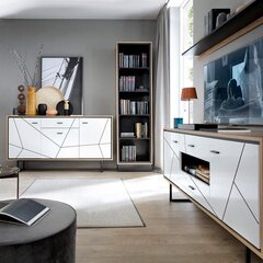 TV-pöytä BROLO 167x40xH75cm, musta/valkoinen hinta ja tiedot | TV-tasot | hobbyhall.fi