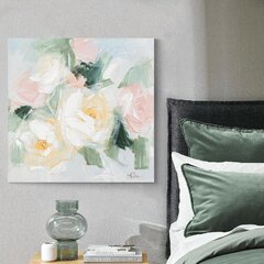 Öljymaalaus 100x100cm, pastellikukkia hinta ja tiedot | Taulut | hobbyhall.fi