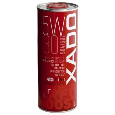 Xado Atomic Oil moottoriöljy 5W-30 504/507 Red Boost, 1L hinta ja tiedot | Moottoriöljyt | hobbyhall.fi