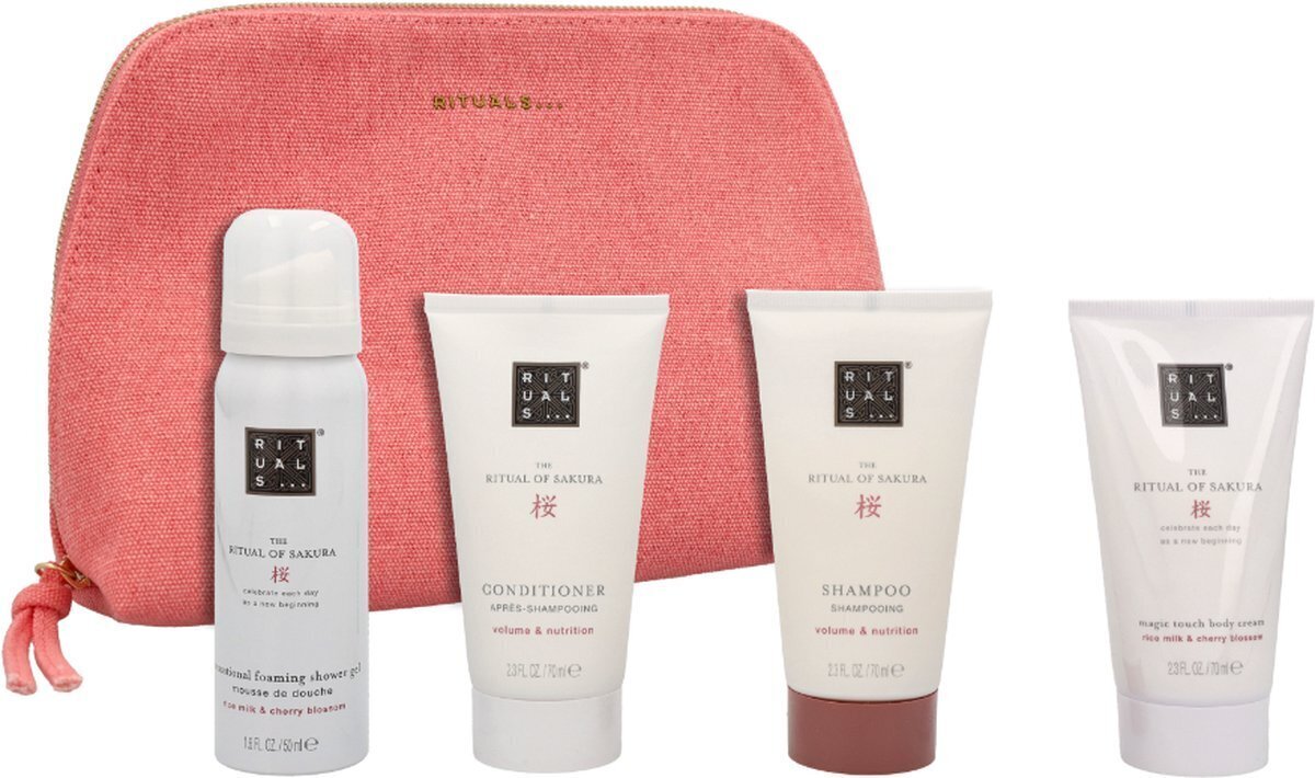 Kosmetiikkasetti Rituals Sakura: suihkugeeli, 50 ml + shampoo, 70 ml + hoitoaine, 70 ml + vartalovoide, 70 ml hinta ja tiedot | Vartalovoiteet ja -emulsiot | hobbyhall.fi