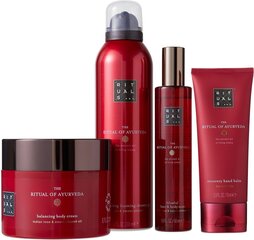 Kosmetiikkasetti Rituals Ayurveda: suihkugeeli, 200 ml; käsivoide, 70 ml; vartalovoide, 200 ml; hius- ja vartalosumu, 50 ml hinta ja tiedot | Vartalovoiteet ja -emulsiot | hobbyhall.fi