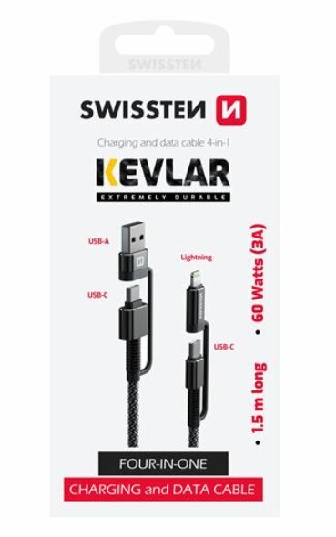 Swissten Kevlar 4in1 3A hinta ja tiedot | Puhelinkaapelit | hobbyhall.fi