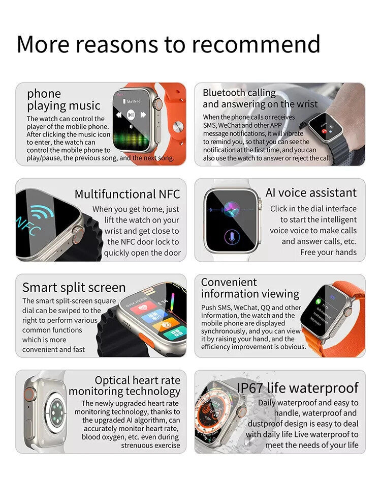 Tw8 Ultra Smart Watch, musta hinta ja tiedot | Älykellot | hobbyhall.fi