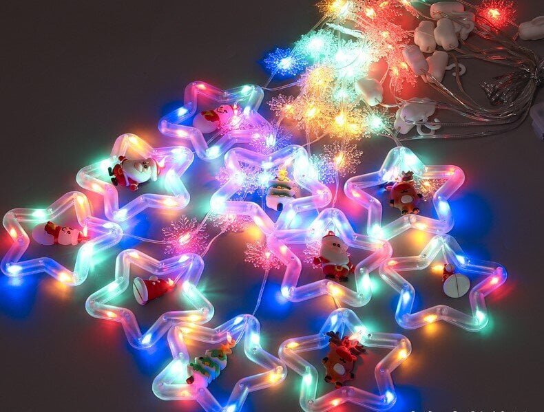 Jouluvalot 10 tähdellä ja joulukoristeet tähdissä, 3m, 120 LEDiä, LIVMAN XY-004 hinta ja tiedot | Jouluvalot | hobbyhall.fi