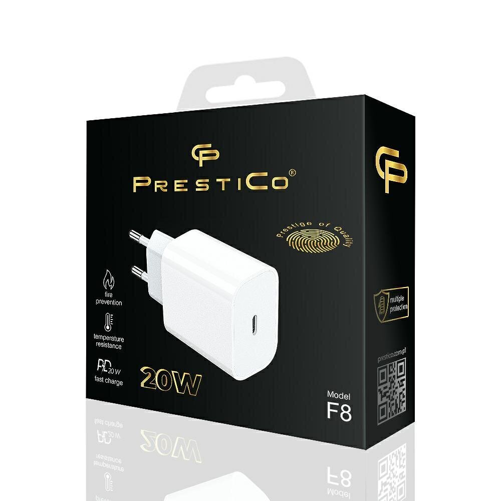 Prestico F8 Fast Charge -seinälaturi USB-C 20W PD valkoinen hinta ja tiedot | Puhelimen laturit | hobbyhall.fi