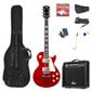 MAX GigKit Electric Guitar Pack LP Style Tummanpunainen hinta ja tiedot | Kitarat | hobbyhall.fi