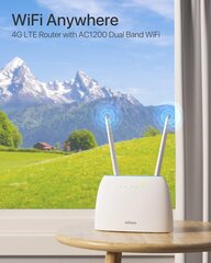 LTE WI-FI -reititin IoGiant, AC1200, 4G, voi yhdistää jopa 64 laitetta, 1200 Mbps, valkoinen hinta ja tiedot | Reitittimet ja modeemit | hobbyhall.fi