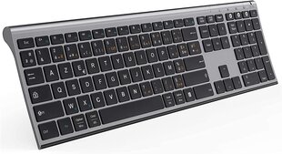 Langaton ASHU-näppäimistö, 3-kanavainen Bluetooth, Ultra Slim, AZERTY, PC/tabletti/mobiili/ipad, Windows, iOS, Mac OS, harmaa hinta ja tiedot | Näppäimistöt | hobbyhall.fi