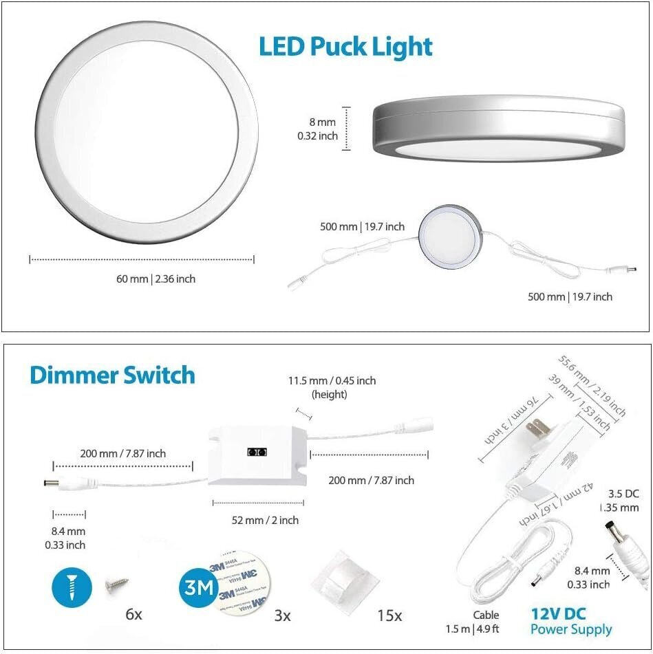 LED-lamput liiketunnistimella EShine, 12kpl, hopea hinta ja tiedot | Kattovalaisimet | hobbyhall.fi