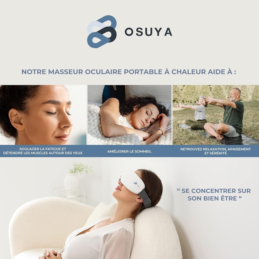 Silmähierontalaite OSUYA, lämpö, ​​USB, Bluetooth, valkoinen hinta ja tiedot | Hierontalaitteet | hobbyhall.fi